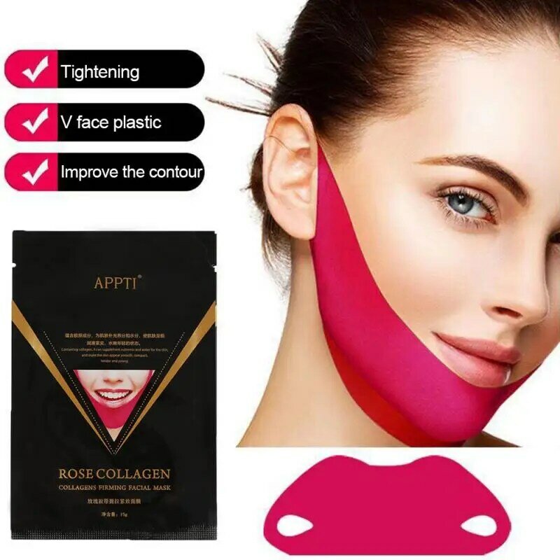 1 sztuk V kształt podnoszenia maska na twarz V Shaper twarzy bandaż wyszczuplający maska na twarz szczupła podbródek sprawdź szyi podnoszenia odkleić maskę TSLM1