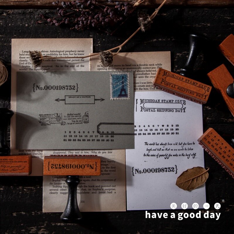 1pc Vintage Mood Record Wood Handle Stamp DIY drewniane gumowe Wtamps do scrapbookingu standardowy znaczek Bulleti Journal