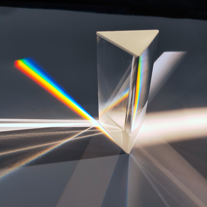 UEETEK Prisma triangolare in vetro ottico di vetro per l'insegnamento nello spettro di luce fisica 10 x 3 x 3 cm 