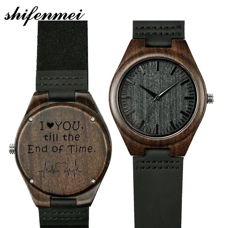 S5520 شعار مخصص زوجين ساعة خشب المعصم لوكس سوار ساعة