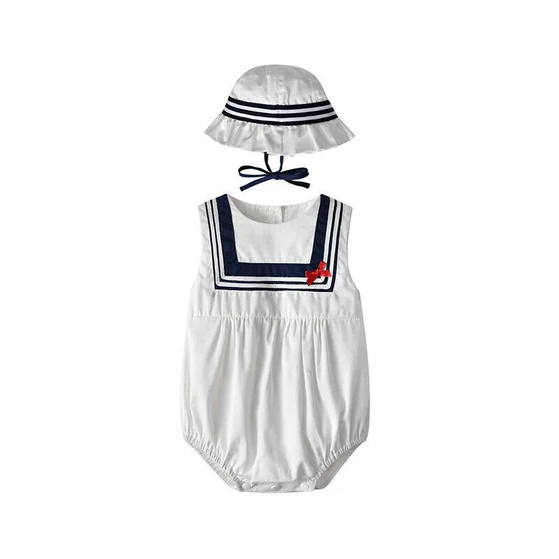 Детская одежда бренда Yg, Новинка лета 2021, костюм без рукавов для новорожденных, Детский костюм с капюшоном и сумкой в морском стиле