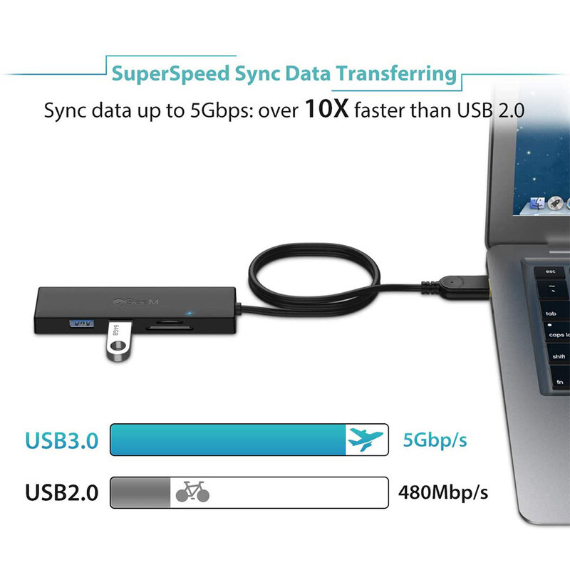 QGeeM USB Hub 3.0 Adapter Pembaca Kartu USB Splitter untuk Laptop Xiaomi Macbook Pro 2015 5 USB 3.0 Hub untuk Aksesori Komputer PC