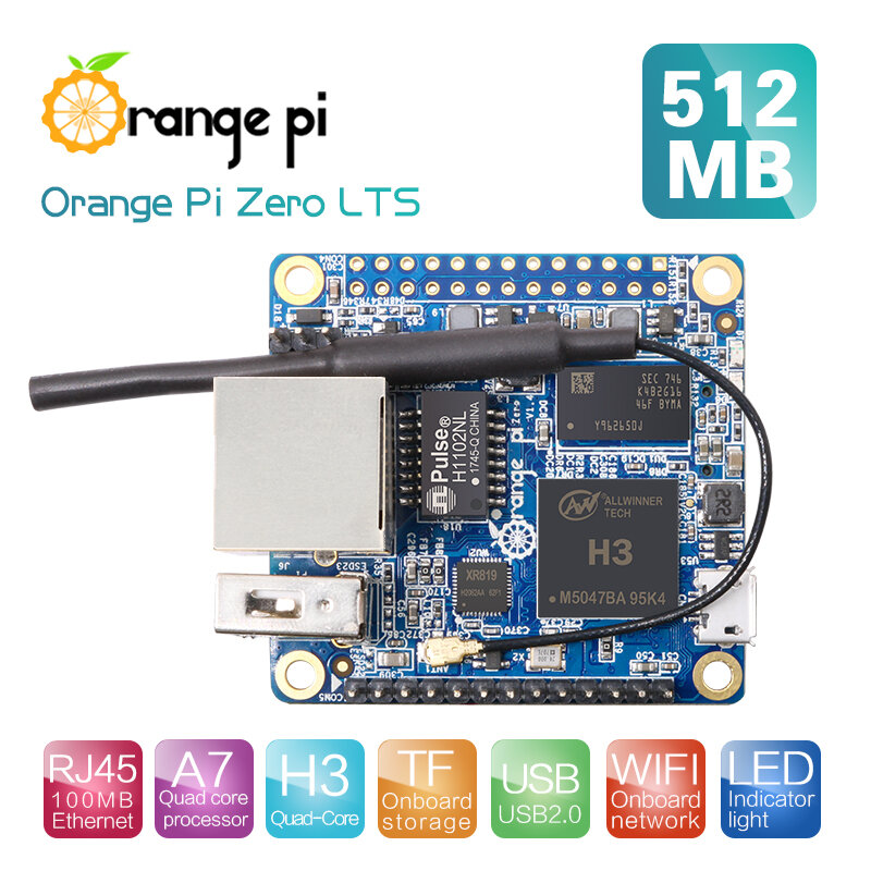 Orange Pi Zero LTS 512MB H3 Quad Core, ordinateur Open Source, fonctionne sous Android 4.4, Ubuntu, Image Debian