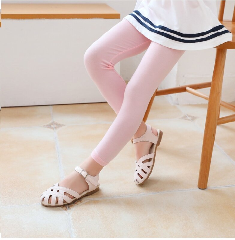 Pantalon en coton pour fille, Leggings doux et élastique, couleur bonbon, slim, couleur unie, pour enfant de 2 à 13 ans