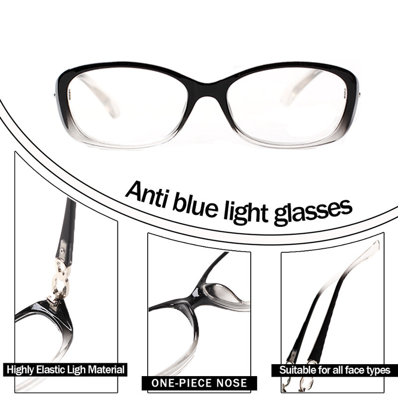 Henotin 5 pacote de metal dobradiças azul luz bloqueio confortável óculos de computador masculino feminino leitor anti-uv diopter + 1.0 + 2.0 + 3.0 + 4.0