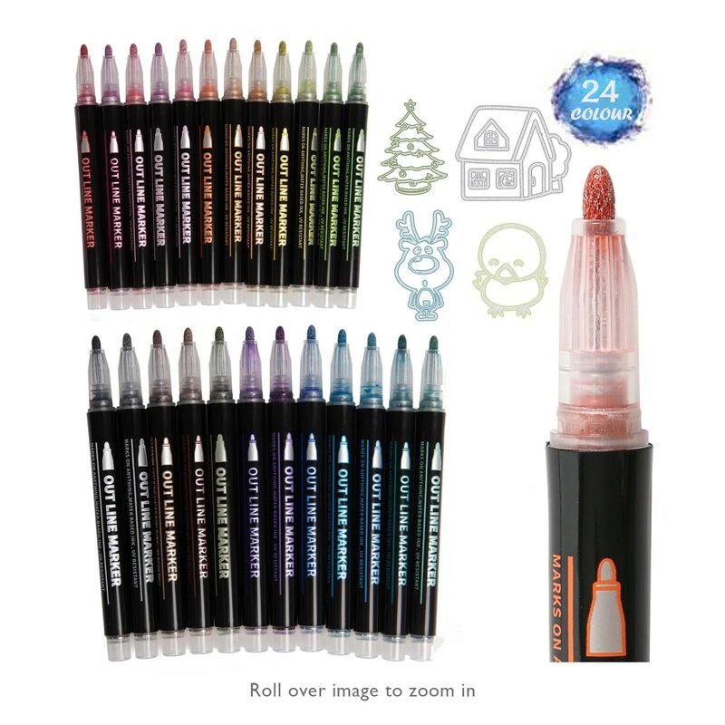 24 Colors/Set Outline Paint Marker Pen Double Line Pen Diy Photo Album Scrapbook Fantasy Metal Marker Pen Flash Drawing Painting