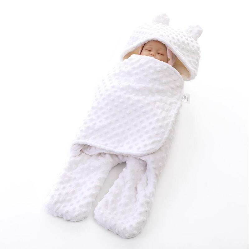 Kuulee Swaddle Envoltório Cor Sólida Tricô de pelúcia Crianças Do Inverno Do Bebê Envoltório Swaddle Recebendo Cobertor Da Cama Saco de Dormir