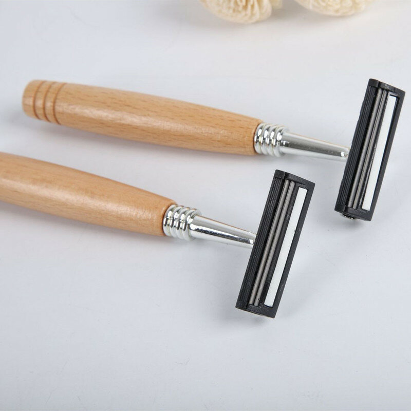 Lâmina de madeira não descartável para homens, lâmina de barbear substituível retrô para homens, 1 peça