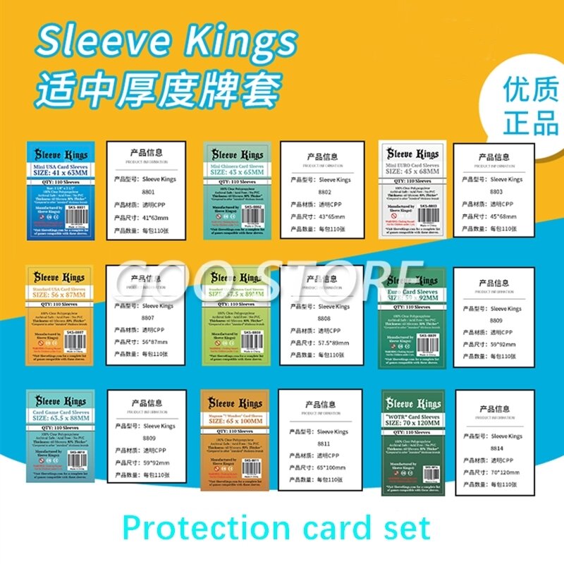 Protection pour jeu de société, 110 manches, jeu de cartes, king