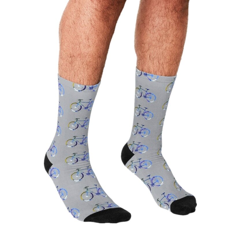 Забавные велосипедные мужские носки, счастливые велосипедные носки в стиле хип-хоп с принтом черепа для езды на велосипеде, счастливые носк...