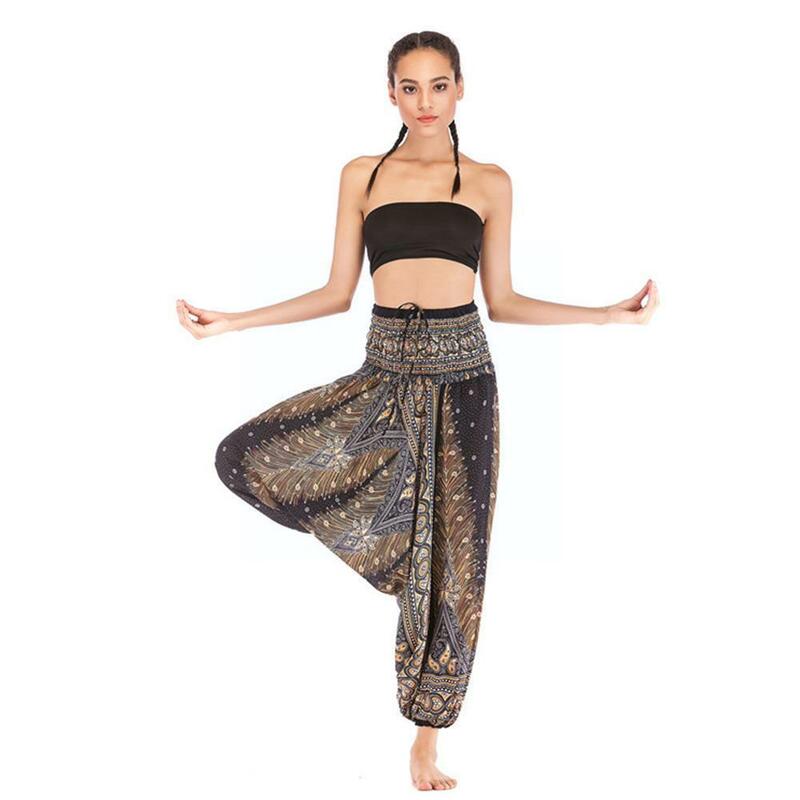 Pakaian Yoga Wanita Populer C3e1 Jumpsuit Mode Kasual Gambar Cetak Vrouwen Celana Nyaman untuk Wanita