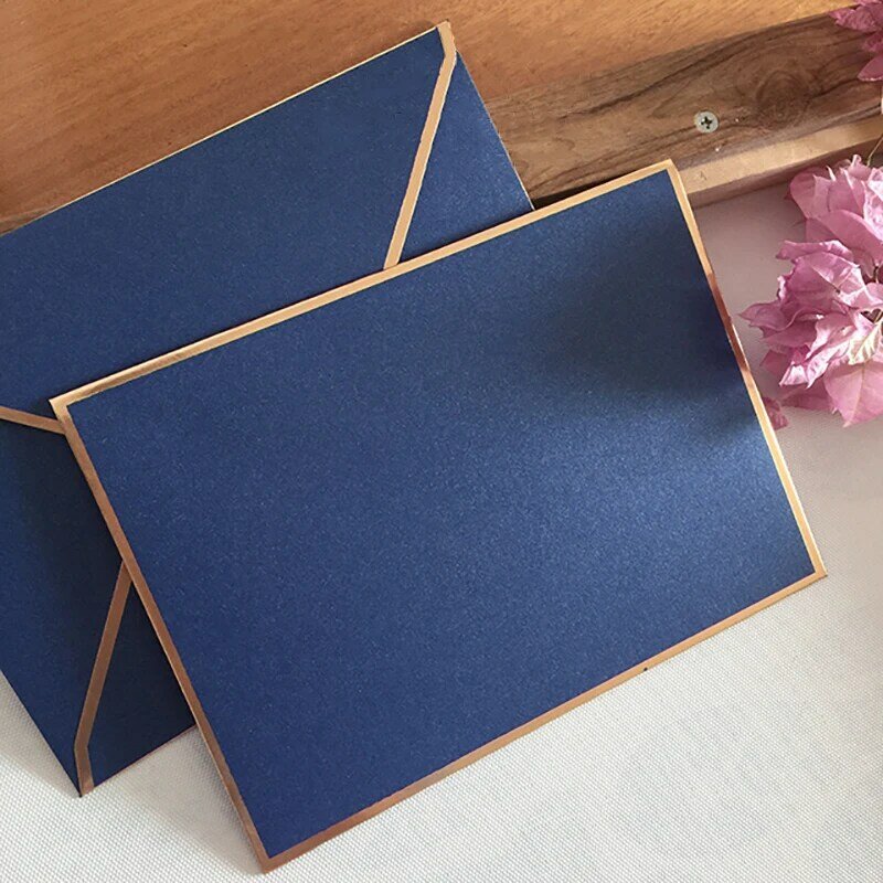 10 pçs/set retro vintage papel pérola carimbo quente borda dourada envelope 14x19cm para festa de casamento convite envelope presente