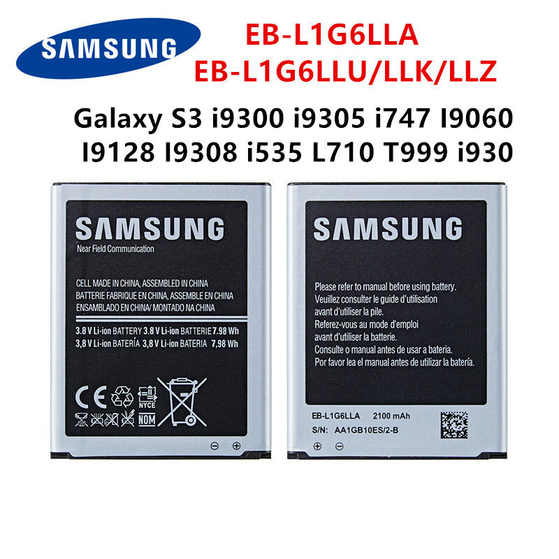 SAMSUNG Original EB-L1G6LLA EB-L1G6LLU/LLK/LLZแบตเตอรี่ 2100mAhสำหรับSamsung Galaxy S3 i9300 i9305 i747 I9060 I9128 i9308 i535 i930