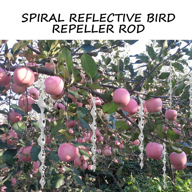12Pcs 30ซม.Bird Repellent สะท้อนแสง Scare แท่ง Bird Repellent Wind บิดสะท้อนแสงแท่งป้องกันการเกษตร