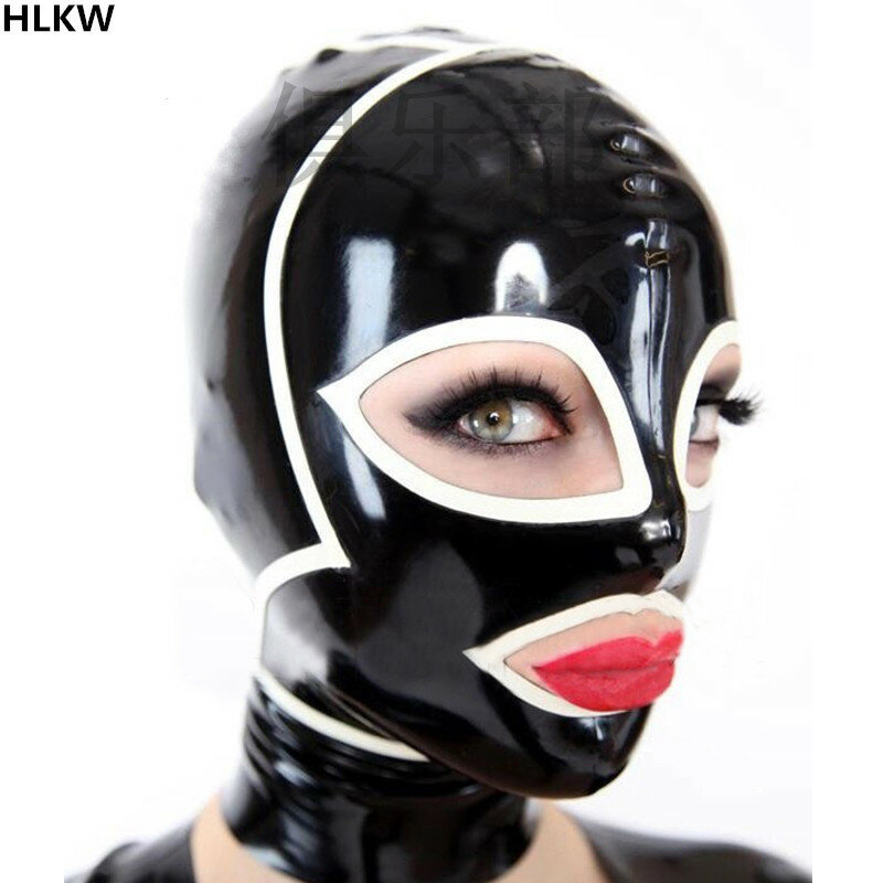 Сексуальная латексная маска с капюшоном для вечевечерние COS, черные дышащие головные уборы, фетиш, пояс для БДСМ, маска для лица, игрушки для ...