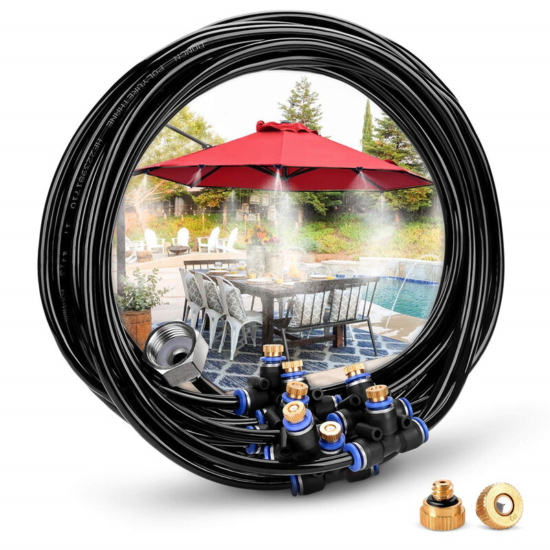 6M Outdoor Misting Cooling System Kit For Greenhouse Garden Patio Waterring Irrigation Mister Line System Garden Sprinklers