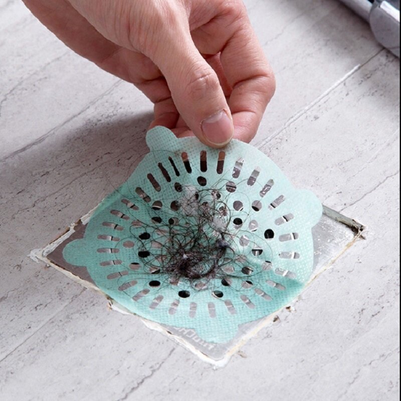 10PC Disposable Bathroom Kitchen Floor Drain Sticker Hair Filter Waste Sink Strainer Non-woven fabric Cleaning Paper Home Supply