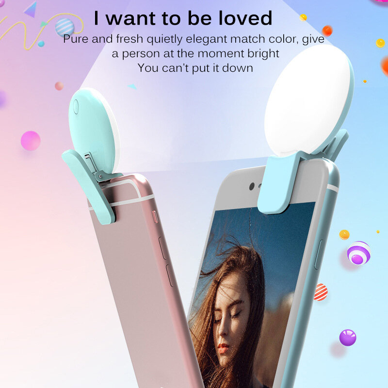 Beautiful Selfie LED Light For Xiaomi IPhone Sumsang Smartphone Camera Mobile Photography Selfie Light Does Not Include Battery