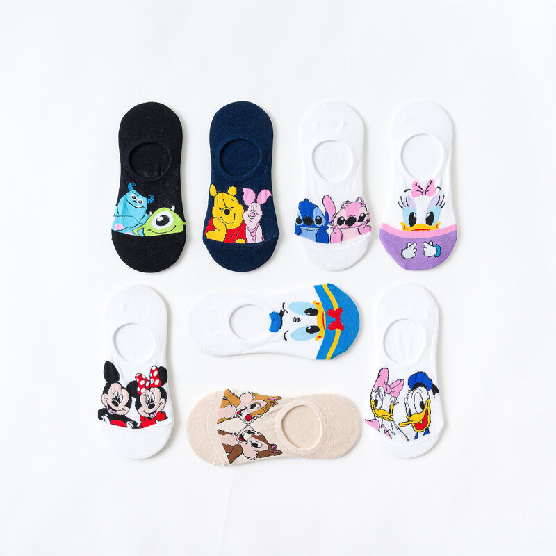 Disney Women Socks Cartoon Animal mouse socks cute Kawaii Funny ankle Socks invisible Silicone slip Socks girl Cotton boat sock