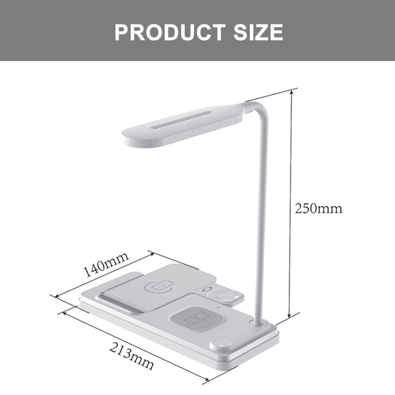 Lampa biurkowa LED z bezprzewodową ładowarką ściemniana lampa stołowa dla iPhone 12 13Pro Airpods uchwyt do ładowania telefonu komórkowego szybkie ładowanie