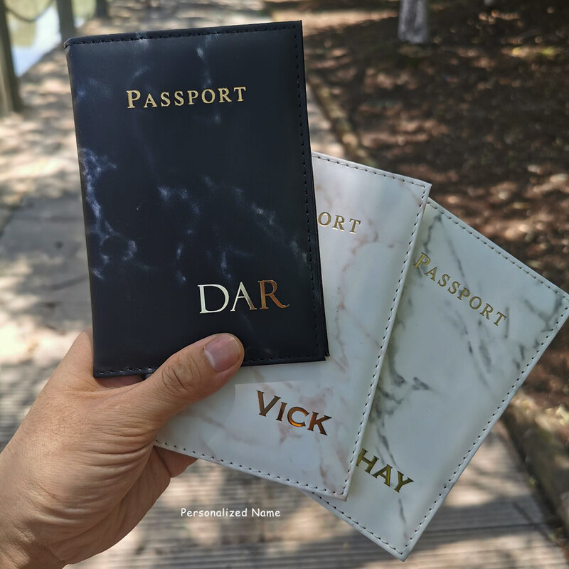 カスタマイズ可能なパスポートカバー,旅行用財布カバー,パススポーツ用,英語の文字のみ,8文字未満
