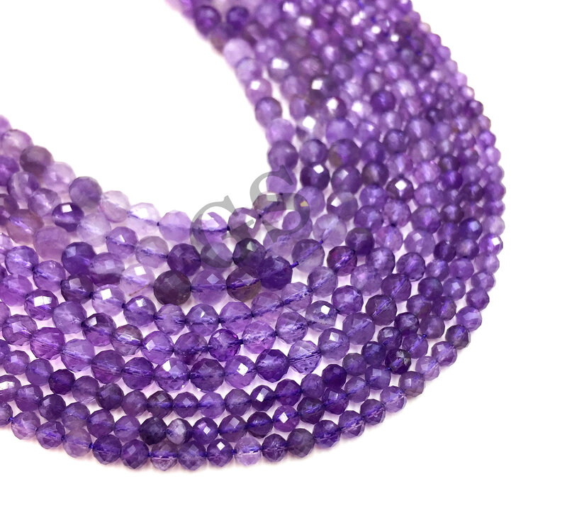 Natürliche Facettierten Amethyst Kleine Größe Perlen Edelstein Runde Perlen Für DIY Schmuck Machen Halskette Armband Ohrring Strang 2 3 4 MM