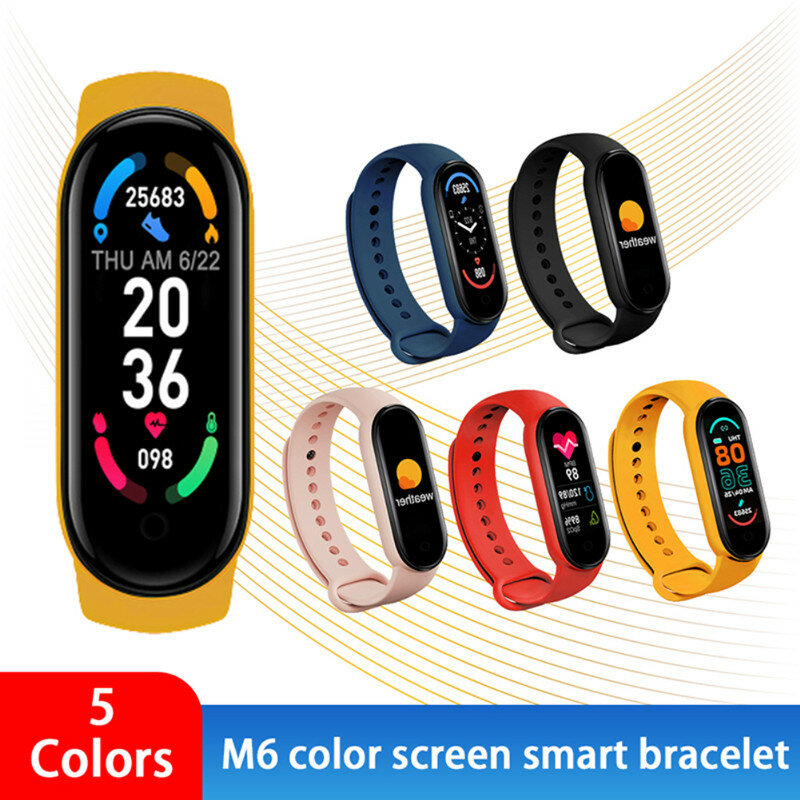 Pulsera inteligente M6, reloj deportivo multifuncional, Monitor de salud, Monitor de ritmo cardíaco y presión arterial, podómetro, rastreador de Fitness