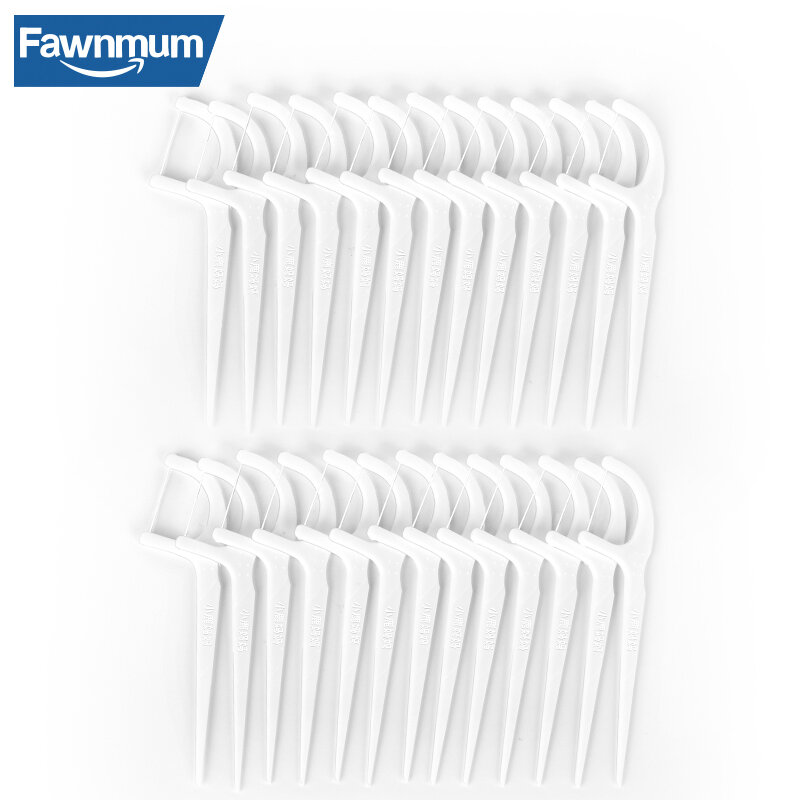 Fawnmum 30Pcs*2Set Dental Floss Picks Interdental Flosser Plastic Toothpicks Dental Cleaning Tools for Oral Hygiene Care