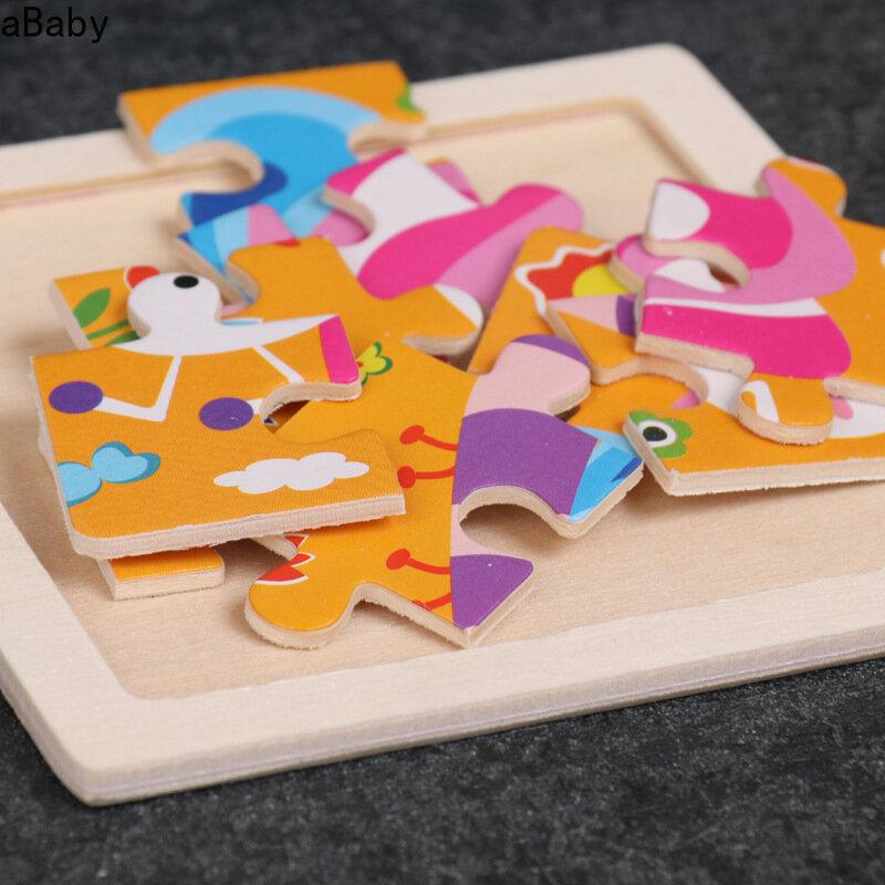 De tamaño mini niños de juguete de madera del rompecabezas 3D de madera rompecabezas para los niños del bebé 