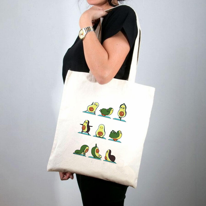 2021 Shopper Avo Vrolijk Kerstfeest! Gedrukt Draagtas Vrouwen Harajuku Shopper Handtas Meisje Schouder Boodschappentas Dame Canvas Tas