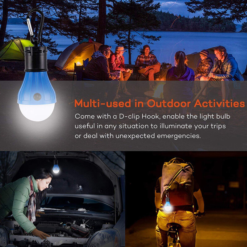 Outdoor Hanging Camping Tent Light LED Portable Hook Light Mini Emergency Light Lantern Lamp Handy Bulb Battery Powered