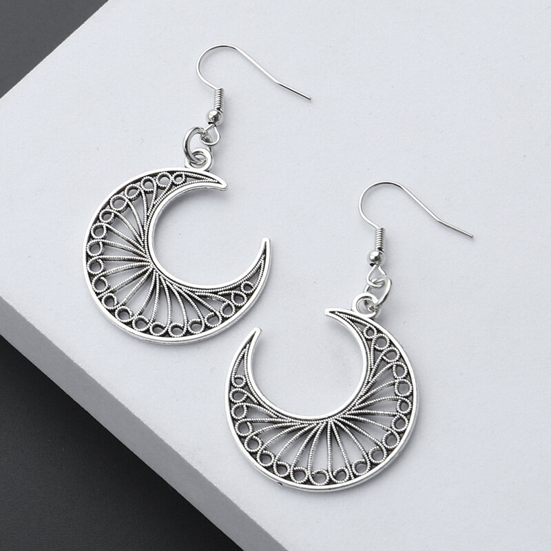 Dark Occult Hollow Moon Witch Earring Magic Crescent Pagan Gothic Dangle Earrings For Women Wicca Punk Handmade Jewelry Gifts
