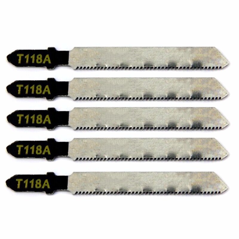 금속 절단을위한 5pcs T118A HCS 곡선 직소 블레이드 77mm 길이 1.0-3.0mm