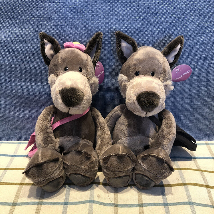 Mochila de juguetes de felpa de lobo para niños y niñas, muñecos de peluche de 25/35/45cm, estilo Animal de bosque, almohada de lobo para regalo de cumpleaños