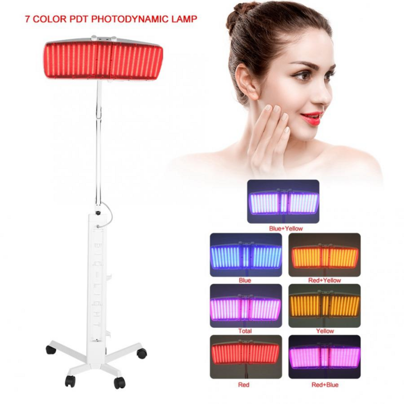 Dobrável 7 cores bio led máquina de terapia de luz pdt anti-envelhecimento anti-rugas tratamento facial acne beleza lâmpada