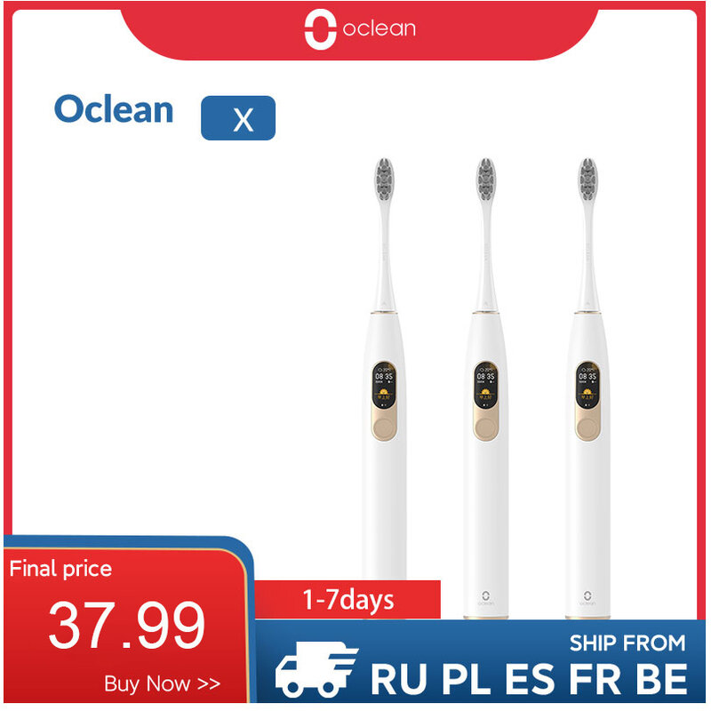 Global Version Oclean X Sonic Electric Toothbrush Color LCD Touch Screen IPX7 4 Brush Modes Fast Charge 30 days Tooth Brush