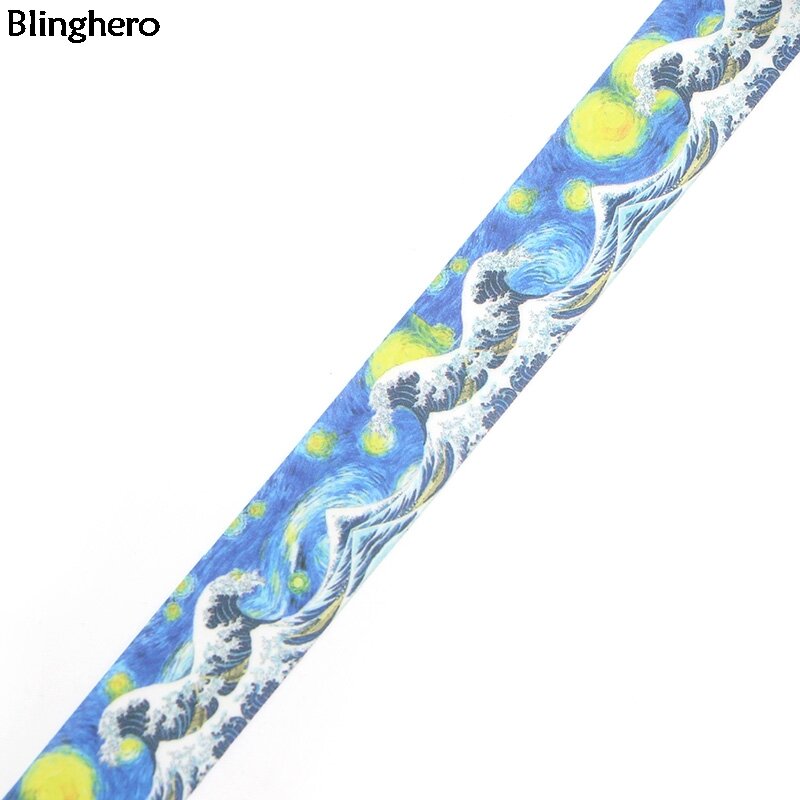 Blinghero Kanagawa Gelombang 15 Mm X 5 M Keren Washi Tap DIY Masking Tape Perekat Kartun Dekoratif Tape Pemandangan stiker BH0040