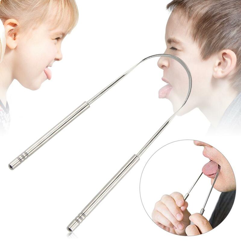Limpador de língua em forma de u de aço inoxidável língua oral raspador de língua para reduzir o mau hálito higiene oral ferramentas de cuidados