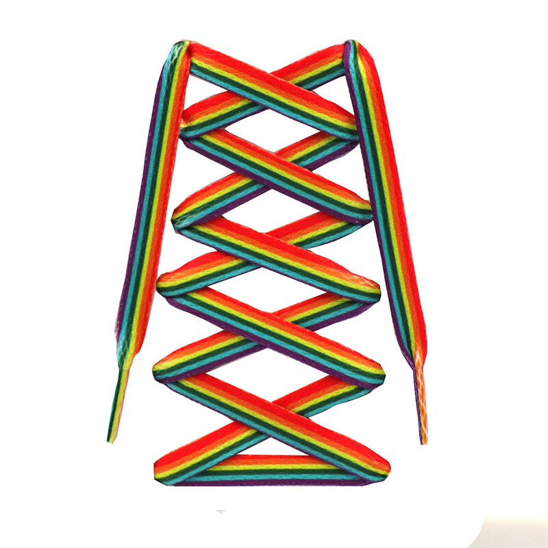Cordones de colores para zapatos planos, cordón de color cromático, color arcoíris degradado, 1 par