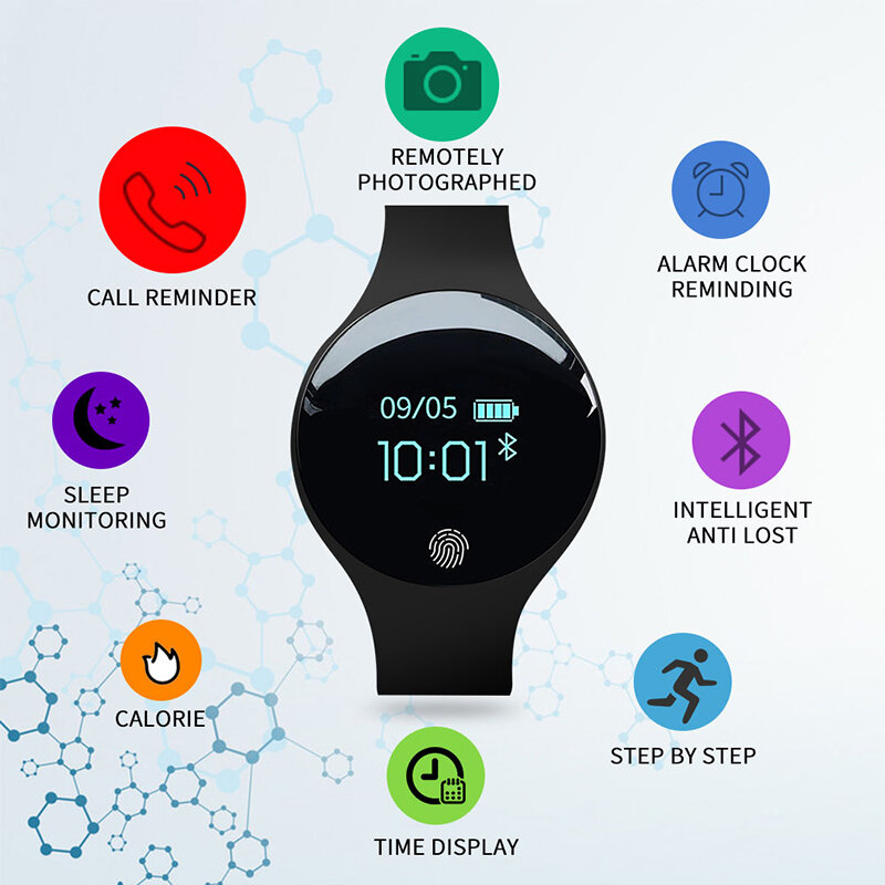 Relógio inteligente esportivo para ios e android, smartwatch com pedômetro e data, à prova d'água, com bluetooth, para homens e mulheres