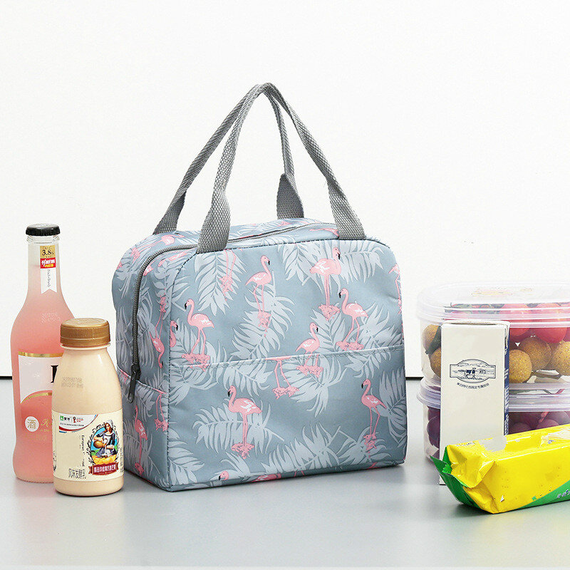 機能的なパターンのポータブル断熱キャンバス弁当バッグ,女性と子供のためのピクニック用のランチバッグ,調理器具