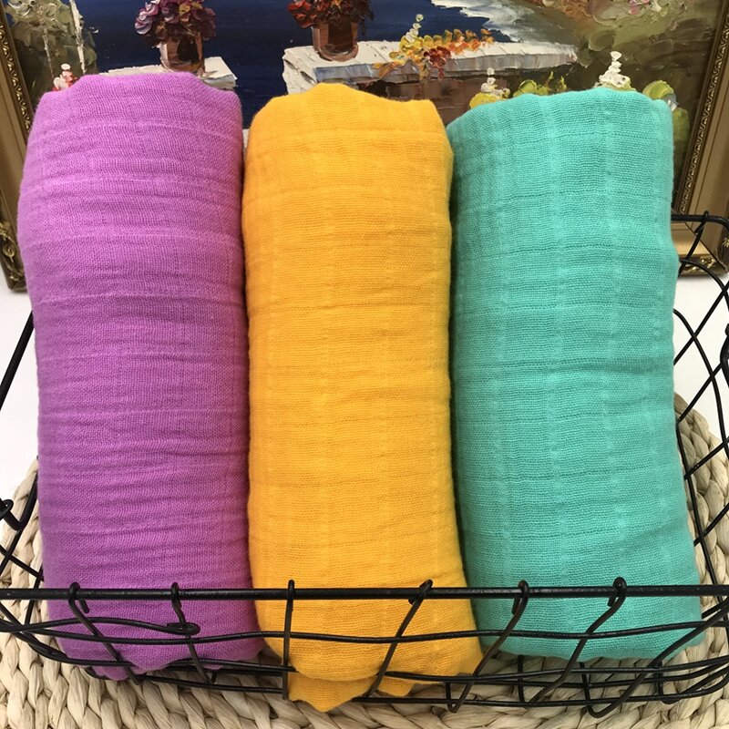 Couverture en mousseline 180 coton pour bébé, 100% g, couleur unie, impression active, plus douce que les autres couvertures imprimées, pour nouveau-né