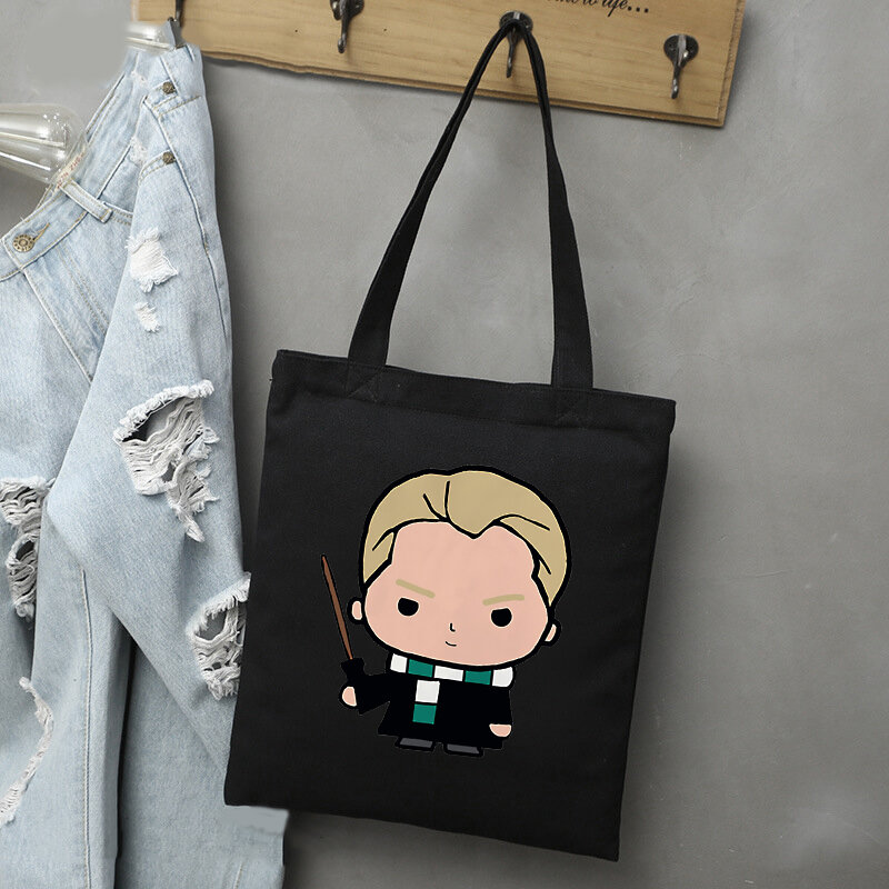 Canvas Shopper Luggage-bags Potters Draco Malfoy Harries Shopping Bag Printed Shoulder Woman 2021 Tote Anime Designer Handbags