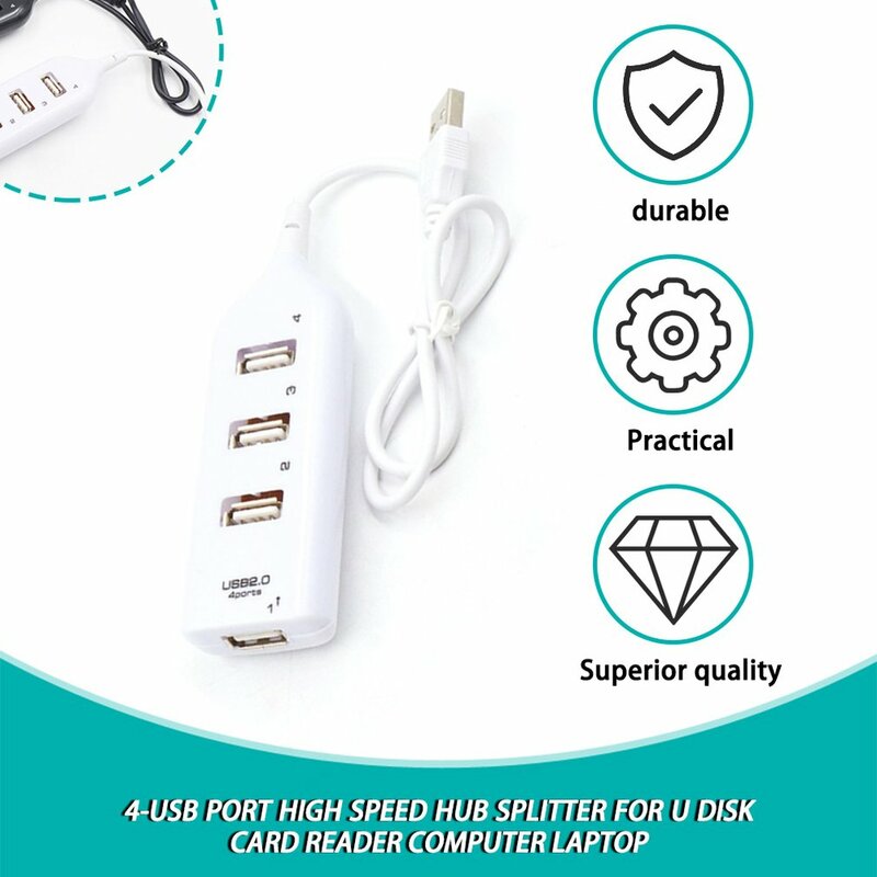 4-USB  Port High Speed HUB Splitter For U Disk Card Reader Personal Computer Laptop Data Transmission Power Transmission