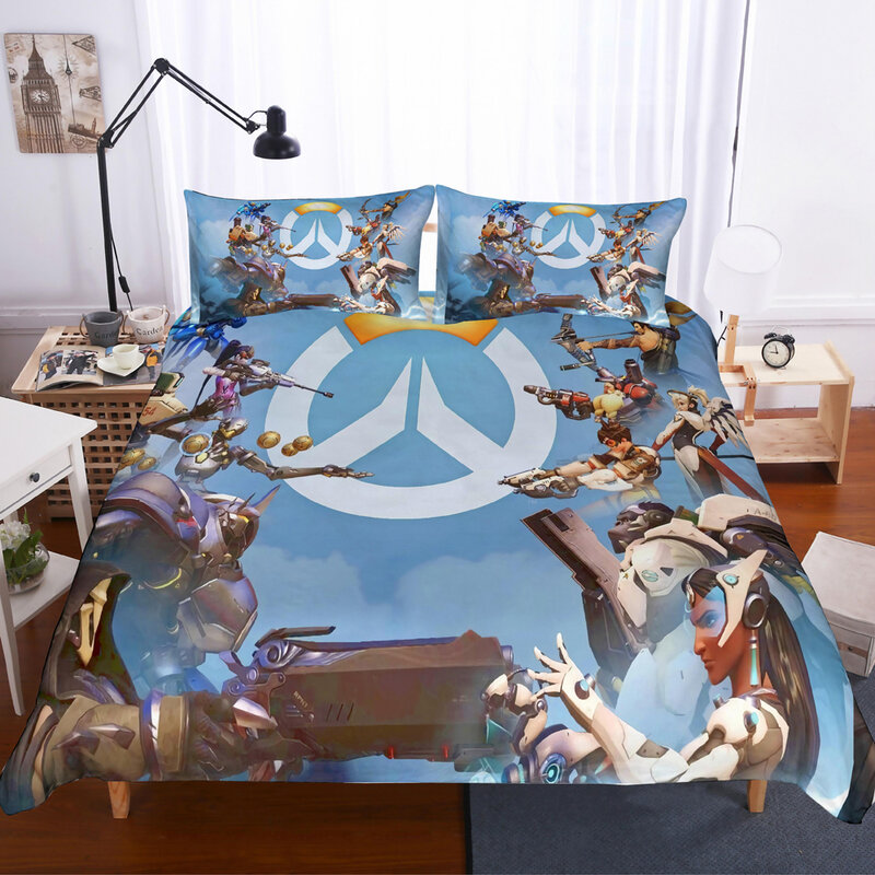 Hohe Qualität 3D Overwatch Bettbezug mit Kissen Abdeckung Bettwäsche Set Bunte Spiel Serie Bett Set Kinder und Erwachsene Schlafzimmer decor