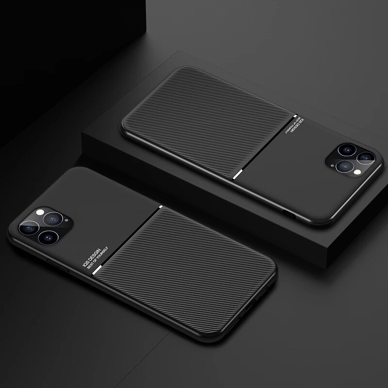 Luxe Siliconen Auto Magnetische Houder Telefoon Case Voor Iphone 13Pro 12 11 Pro Xs Max Mini Xr 8 7 6 6S Plus Lederen Bescherming Cover