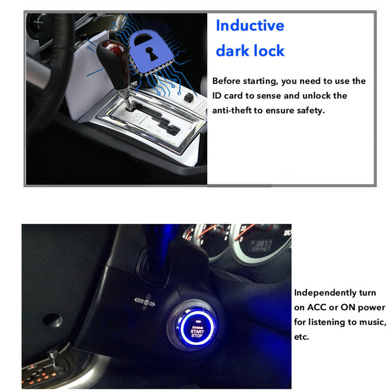 2020 TOSPRA 12V démarrage de voiture bouton d'arrêt moteur bouton de démarrage alarme serrure système sans clé porte bouton poussoir boutons tactiles