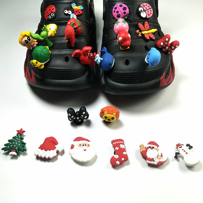 Única venda pvc sapato animais jibz croc fivela decoração acessórios charme sapatos da menina de natal x-mas presentes de festa