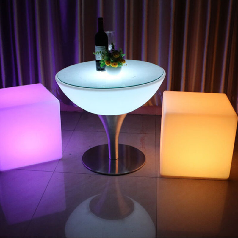 15%,LED bar stool luminous cube Size 20cm outdoor luminous furniture creative remote switch control colorful changing sidestool