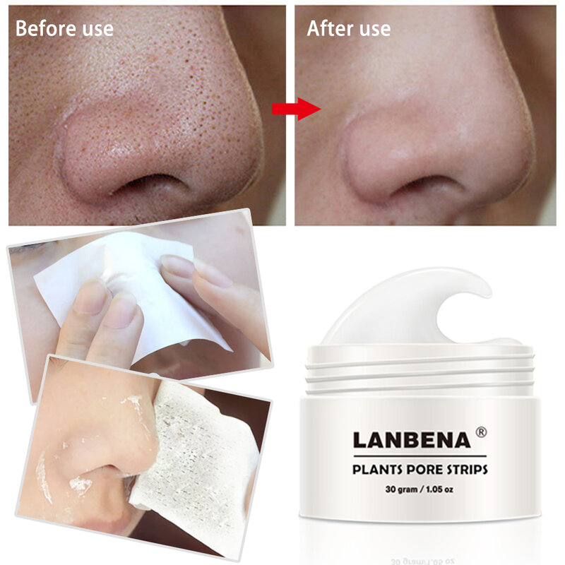 Lanbena para eliminar pontos pretos máscara facial nariz acne remover cravo plantas poros tiras de estreitamento creme cuidados com a pele para o rosto